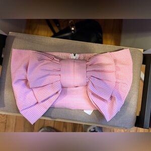 Miscreants Pink Gingham Bow Strapless top